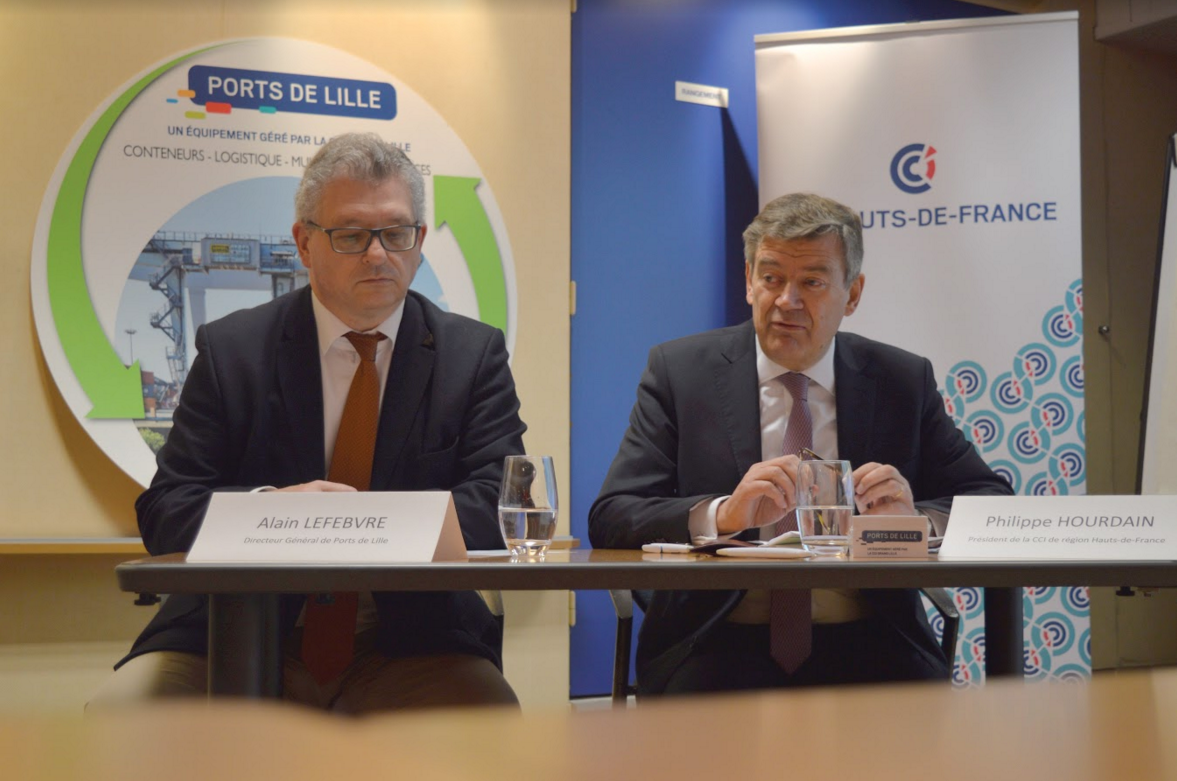 Alain Lefebvre, Dg des Ports de Lille, et Philippe Hourdain, président.
